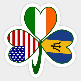 Barbados Ireland USA Flags Shamrock Sticker